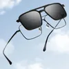 Классический поляризованный клип на солнцезащитных очках Pilot Double Beam Сплавные стекла рамы Оптические ретро Sunshades Eyewear 240418