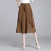 Damesbroek 2024 Lente zomer chiffon rok hoge taille casual streetwear losse vrouwelijke kleding bijgesneden broek pantalones