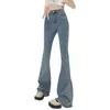 Pantaloni di jeans jeans femminile donne allungare la donna in alto a campana con il pantalone di bagliore femminile