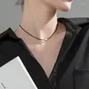 Anhänger schwarzer Lederseilband Schlüsselbein Halskette 40 cm Marke Strand Style 925 Sterling Silber Geschenk für Frauen