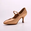 Dance Scarpe Women Ballroom Rhinestone BD137 Moon Tan Satin High Tach Ladies Standard Standing Dancing Anti-slip Suota Dancesport