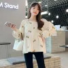 Supplies Spring Fall Fashion Mode Blouse Flowers Florids Embrodery Manches longues Couc Square Blouse de maternité enceinte