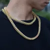 Groothandel mannen ketting Miami Cuban Link Chain Brass Cubic Zirconia CZ Hip Hop Jewelry Fashion