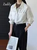 女性のブラウス90％コットン女性ホワイトベーシックシャツ2024春のオフィスレディングスリーブパッチワーク女性チュニックボタンアップワークレディースブラウス