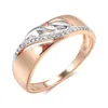 خواتم الزفاف Kinel Hot Vintage Natural Zircon Leaf Rings for Women 6mm Wide 585 Rose Gold Silver Color Miz