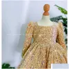 Meninas vestidos de lantejoulas vestido para crianças para tule tule dourado menina elegante concurso de partido de princesa