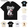 Nouveau créateur de rhudes t-shirts imprimé 24ss hommes femmes rond cou rond manche tshirt décontracté de mode lâche de mode