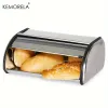 Bins 1PCS Bread Storage Box Large Capacity Stainless Steel Bread Box Holder Bin Container Kitchen Storage Organizer Supplies