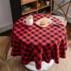 Table Cloth Vintage British Style White Black Plaid Grid Check Round 150CM For Home Xmas Party Banquet Mantel Mesa