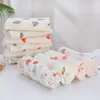 Katoenen mousseline schattige cartoon printen baby swaddle deken soft soft ademende geboren ontvangen voor baby jongens meisjes 240417