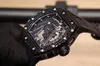 Armbandsur Luxury Mens Automatic Mechanical Watch Black Rubbell Diamond Sport Watches