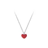 Pendants Sweet And Cute Red Heart Shape Pendant Necklace Girl Fashion Short Collarbone Chain Anniversary Jewelry Birthday Gift