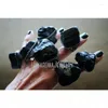 Cluster Rings 10pcs Tourmaline Crystal Ring Large Raw Schorl Adjustable Goth Witchcraft Wicca Boho Jewelry Men Halloween Black Accessory