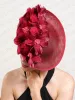 Imitação sinamay chic fascinador chapéu mulheres elegantes penas de florar compillbox tap clipe de cabelo noivo