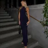 Abiti casual glitter maxi abito senza schienale con bodycon senza maniche estate da donna 2024 Elegante serata nera