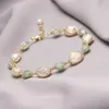 Beaded Original Handmade 14k Guldfylld barock naturligt sötvatten Pearl Jade Lady Armband Jewelry for Women Promotion Gift 240423