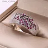 Band Rings Luxury Silver Color Plum Blossom Branch Stones Cubic Zirconia Women Fashion Jewelry Wedding for H240424