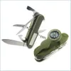 Kniv med lätt mtifunktionell vikbar fest Fördel Portable Bottle Opener Keychain Compass SCISSORS Outdoor Survival Too Dh8ce