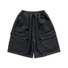 Trousers 2024 Summer Kids Solid Color Denim Shorts Children Loose Knee-length Jeans Boys Casual Middle Pants