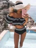 Women's Swimwear 2024 Fashion Two Piece Filled Bra Sexy Lotus Leaf Female Summer Lingerie Beachwear Split High Waist 4 Colors