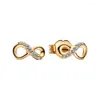 Orecchini per borchie Shine Gold Asimmetrica Infinito Ear Piercing per Women Jewelry Pave Attribuisci il regalo di San Valentino di Stone di San Valentino.