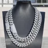 15mm 18mm 20mm Good Quality Silver 925 Iced Out Three Rows Moissanite Diamond Trendy Cuban Link Chain Necklace