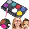 Body Paint 6 kleuren Halloween Face Body Painting Non Toxic Safe Water Paint Oil Zwart Rood Geel schildercrème Kerstmake -up feestgereedschap D240424