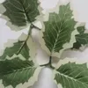 Decorative Flowers 10 Pcs Simulated Christmas Large Leaf Artificial Green Three-Branch 12cm Bouquets Centerpieces Cake Decorations