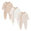 One-Pieces Neugeborene Jungen Kleidung Sets 3proces 100%Baumwollbaby Kleidung Langarm Herbst Rompers Cartoon Reißverschluss Frühling BEBES BEBES