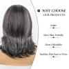 Wigs Hairjoy темно -серый омбре многослойные парики с челками для чернокожи