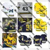 Kob NCAA Custom Michigan Wolverines genähtes Hockey -Trikot 22 Owen Power 23 Jimmy Lambert (A) 24 Steve Holtz 25 Luke Morgan 26 Philippe Lap