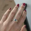 Wedding Rings Exquisite Gold Color Trendy Ring for Women Luxury Inlaid Sea Blue Zircon Stones Wedding Rings Set Bridal Engagement Jewelry