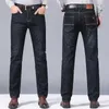 Heren jeans 2024 heren jeans stretch fit busine zakelijke mode zachte denim broek mannelijke merkbroek zwart blauw 240423