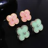 Designer charm Van High Edition Four Leaf Ear Studs Network Red Same Fashion Small Earrings Female Commuter Versatile Jewelry jewelry