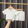 Kleidungssets 0-5Y Jungen Mädchen Kleidungsstücke Kleidung Summer Solid Baumwollwäsche T-Shirts+Elasktische Shorts Kinder Kleidung Freizeitkleidung für Kinder