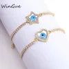 Pulseiras de link Shell Heart Heart/Star Eye Gold Color Jewelis