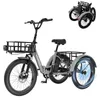 Vuxna elektriska trehjuling senior fett däck vikning trike med korg 500W 48v15ah