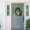 Dekorativa blommor snömän dörrdekorationer jul den 4 juli den främre patriotiska kransen med oberoende röda vita och blå kransar.