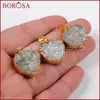 Pendant Necklaces Shining Heart Shape 18k Gold AB Plated Agate Druzy Beads For Necklace Natural Accessories