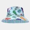 Boinas 2024 Four Seasons Polyester Print Bucket Hat Hat ao ar livre Capas solares para mulheres 02