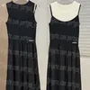 Zwarte dames tankjurk luxe ontwerper revershek vestjurken zomer casual dagelijkse mouwloze singlet rok jurk