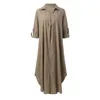 Casual Dresses Womens Daily Solid Dress V Neck Full Long For Women Back Cocktail Pocket