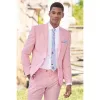 Jackets Summer New Pink Men Suit Fashion Peak Lapel One Button Male Blazer Beach Casual Wedding Groom Tuxedo 2 Piece Jacket Pants 2023