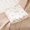 sets 4 Layers Muslin Swaddle Blanket Cotton Gauze Summer Print Baby Stuff Changing Pads Cover Baby Bath Towel Stroller Bedding Kid