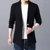 Men's Sweaters Spring Autumn High-end Brand Business Casual Solid Color Slim Mid-length Cardigan Jacket Sweater Men Knitted Trench Coats