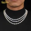 Worldwide Shipping Solid S925 Gold Plated 3mm Cross Hip Hop Jewelry Necklace VVS D Color Moissanite Diamond Tennis Chain