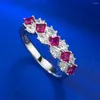 Cluster Rings Wong Rain Vintage 925 Серебряное серебряное серебро рубин с высоким углеродным бриллиантом драгоценный камень свадебный кольцо для женщин для женщин оптом