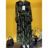 Tasarımcının Yeni Büyük Boyu Uzun Etek Elbise Yaz Sonbahar Kadın Elbisesi Gevşek Baskı Pileler Orta Belli Baskılı Etek Boho Q3 Stil