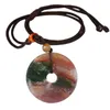 Pendant Necklaces Healing Crystal Stone Necklace Natural Green Aventurine Donut Shape Lucky Amulet Adjustable Jewelry For Women Men