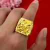 Echte 100% pure 24k gouden kleur reliëfdraakring voor mannen bro accessoires fijne sieraden geschenken oro 24 k betere dikke ringen cadeaus 240422